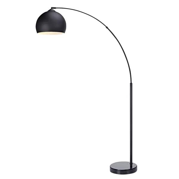 Teamson Home Arquer Arc Floor Lamp With Black Shade And Black Marble